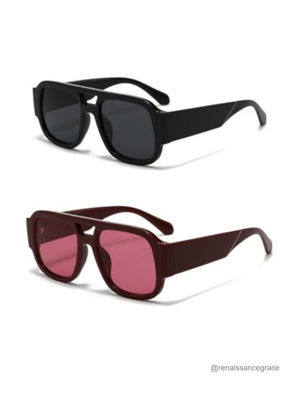 Oversized Aviator Sunglasses for Women Men Double Bridge Retro Square Shades